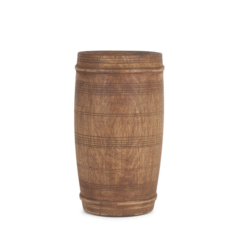 HomeRoots 9" Brown Solid Wood Cylinder Table Vase image number 0