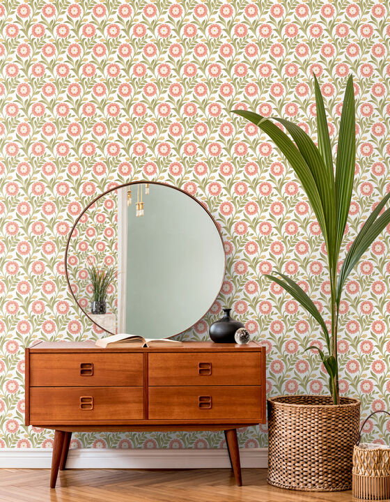 Lillian Pink Floral Vine Peel & Stick Wallpaper