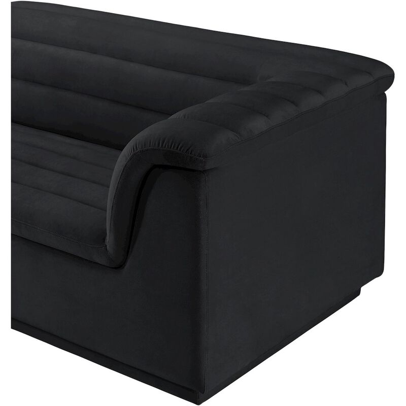 Meridian Furniture Cascade Black Velvet Fabric Modular Sofa