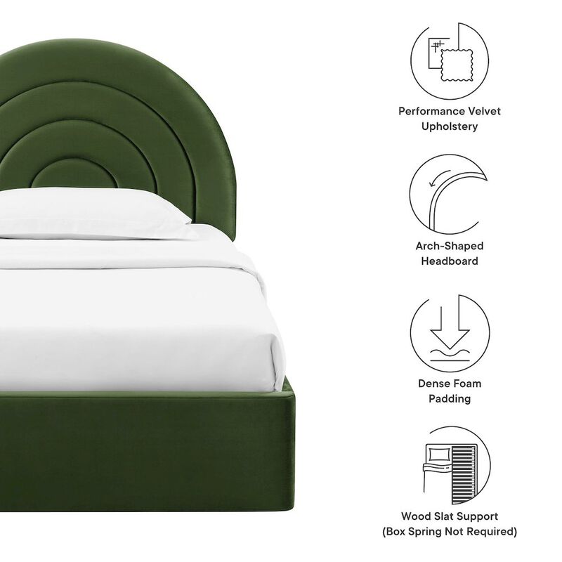 Solana Arched Performance Velvet Twin Platform Bed image number 3
