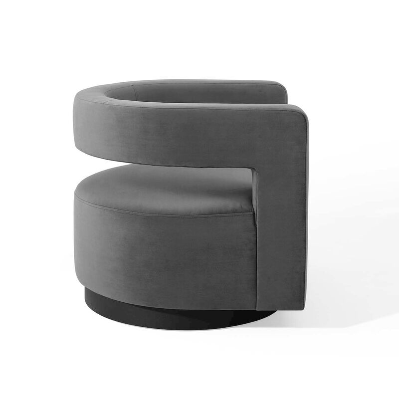 Spin Cutaway Performance Velvet Swivel Armchair image number 2