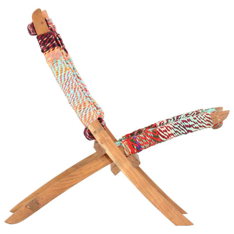 vidaXL Folding Chindi Chair Multicolors Fabric image number 2