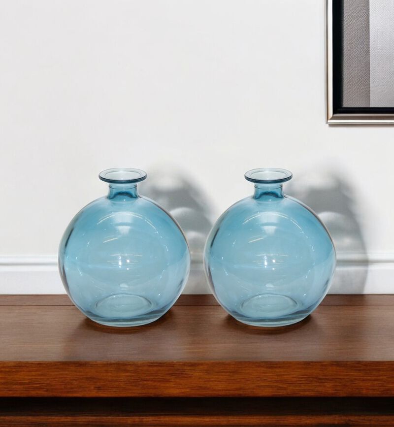 Set of 2 Round Glass Table Vases – Elegant Decorative Vases for Centerpieces and Home Accents