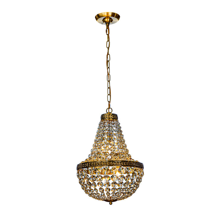 4-Light Vintage Basket Chandelier French Country Decor With Crystal Accents