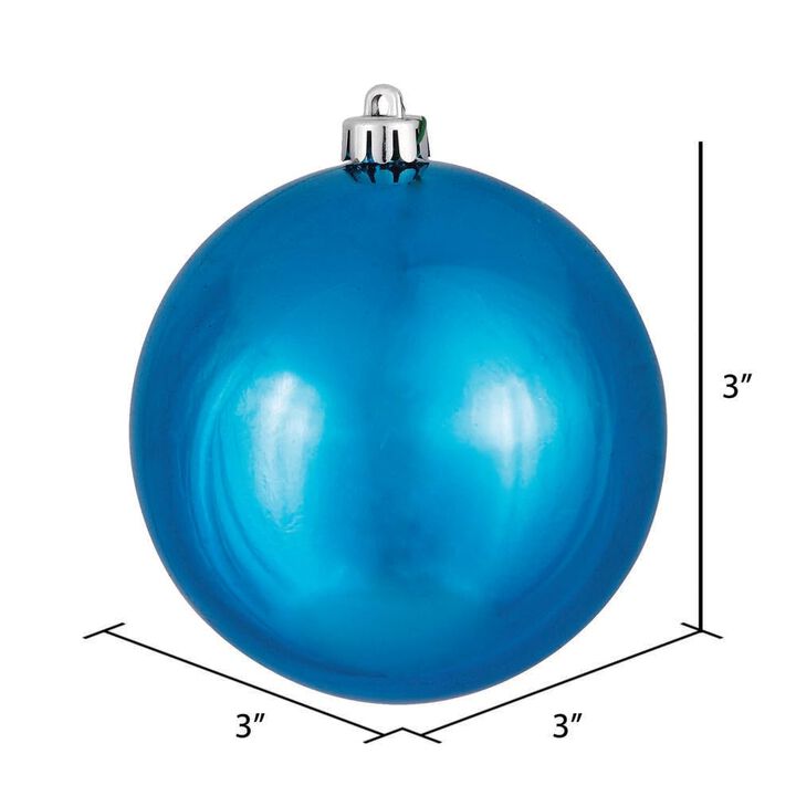 Vickerman 3" Turquoise Shiny Ball Ornament, 12 per Bag