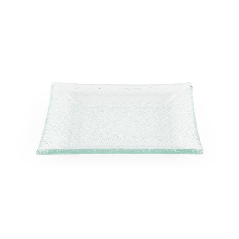 Glass Dinnerware 6.25" x 6" Square Clear Glass Plate (Set of 4)