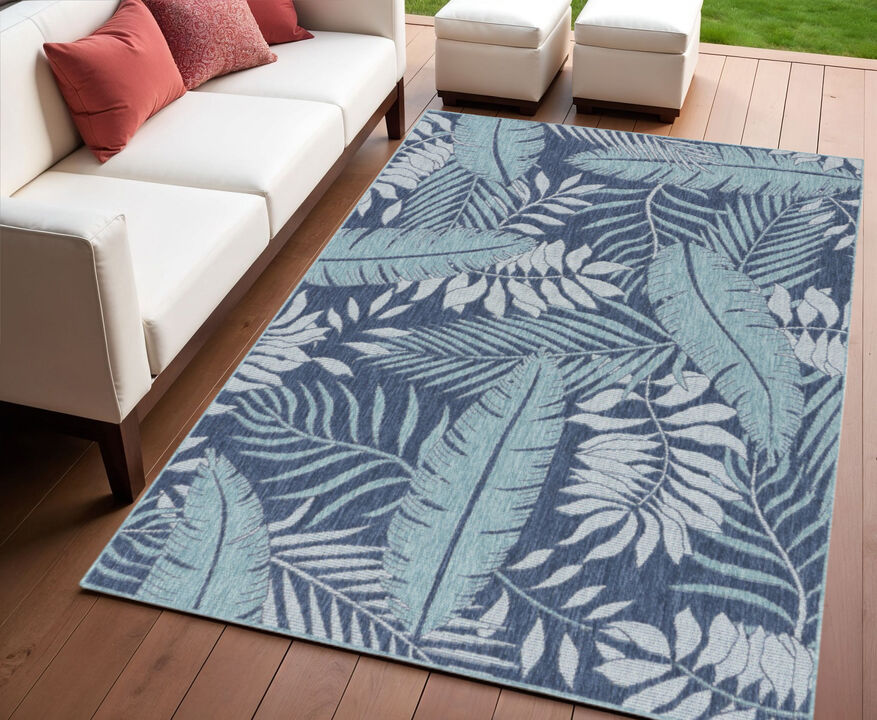HomeRoots Palm Leaf Indoor Outdoor Area Rug
