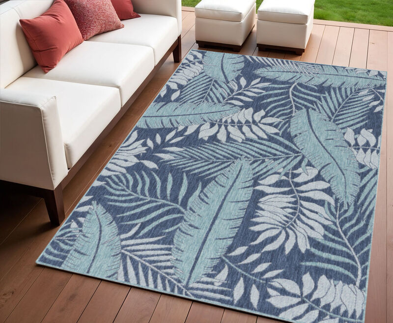 HomeRoots Palm Leaf Indoor Outdoor Area Rug image number 1