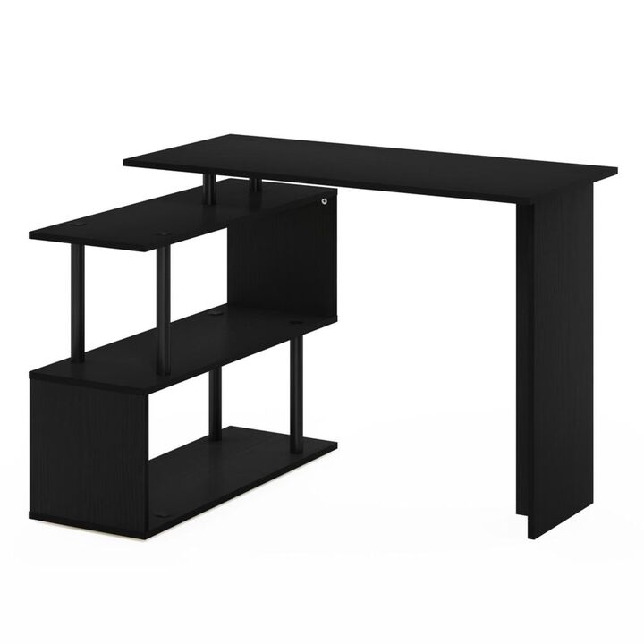 Furinno Furinno Moore L-Shape Computer Desk with 3-Tier Shelves, Americano/Black