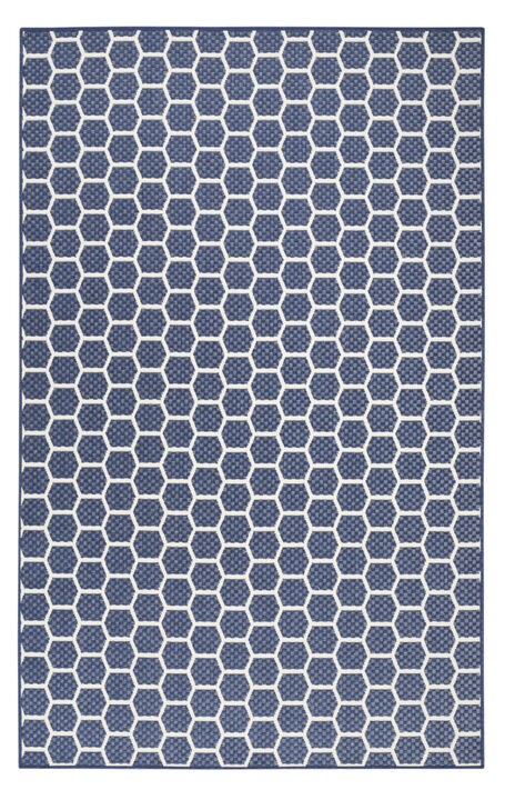 HomeRoots 9' X 12' Navy Blue And Ivory Geometric Indoor Outdoor Area Rug