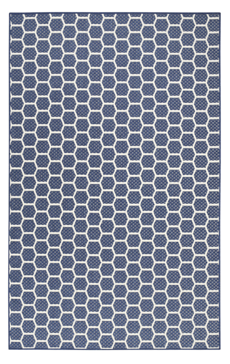 HomeRoots 9' X 12' Navy Blue And Ivory Geometric Indoor Outdoor Area Rug image number 0