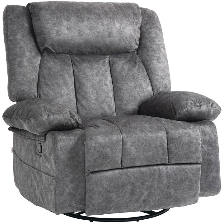 HOMCOM Recliner Chair, Swivel Rocker Chair for Nursery, Charcoal Gray