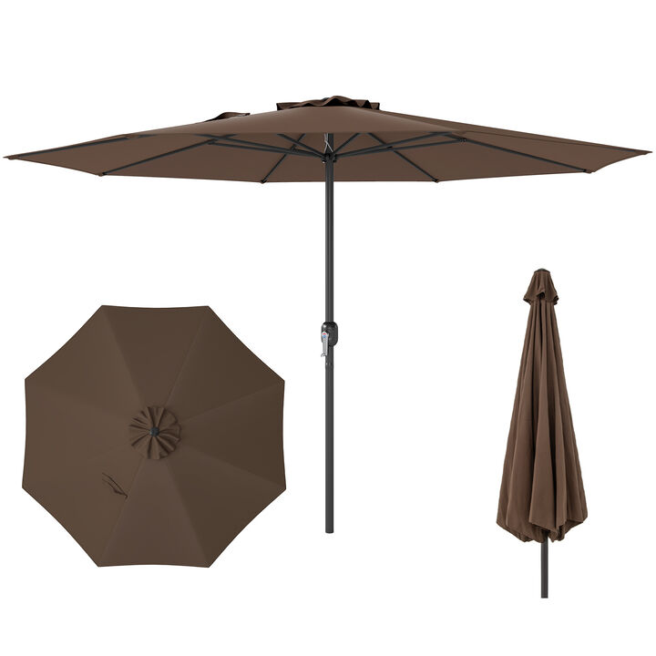 Patio Umbrella with Easy Crank Handle and 8 Sturdy Ribs for Durable Outdoor Shade
