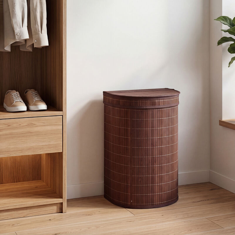 19 Gal Wicker Clothes Hamper with Zippered Lid and Fabric Liner image number 3