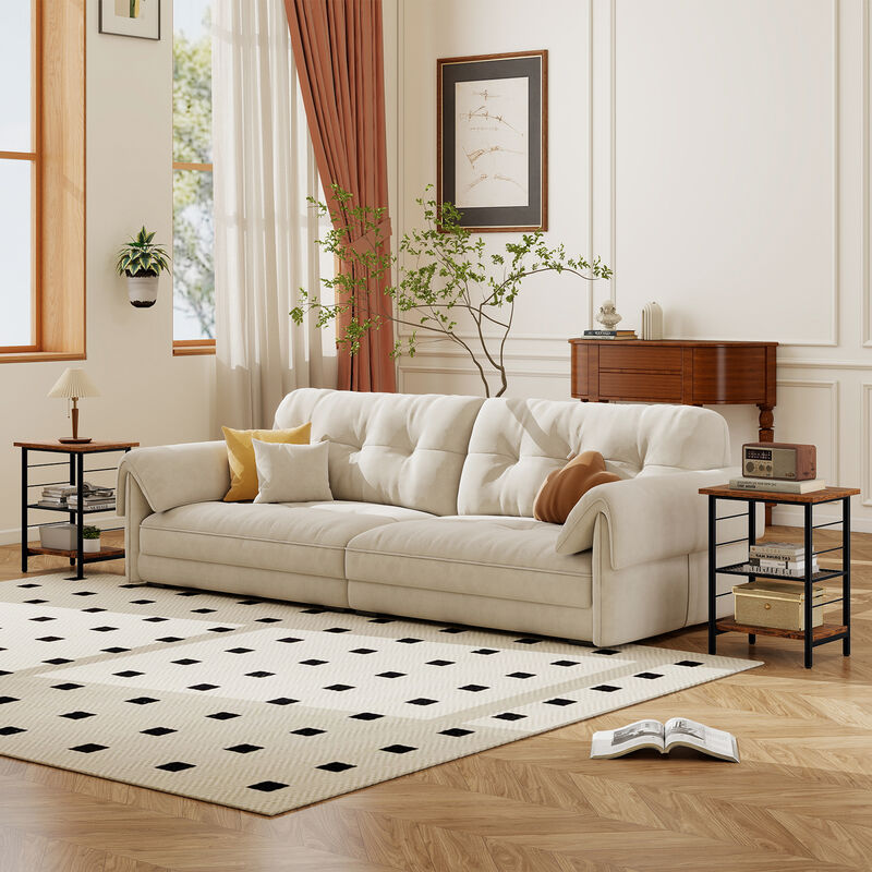 3-Tier End Table with Storage, Space-Saving Nightstand for Bedroom or Living Room