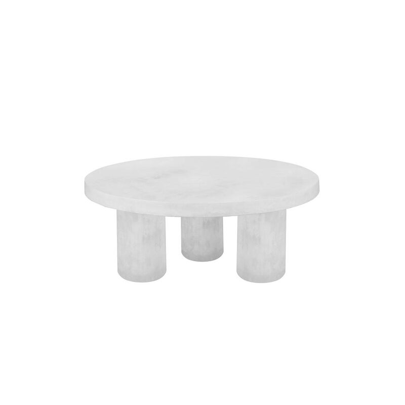 90210 Furniture Nat Round Coffee Table Small In Ivory Concrete