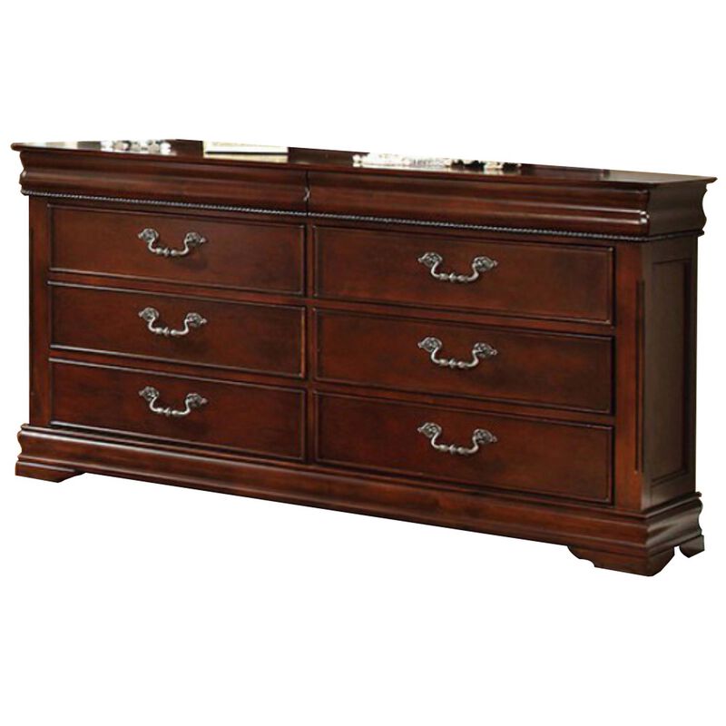 Luxurious English Style Wooden Dresser, Cherry Brown - Benzara image number 0