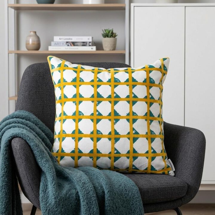 HomeRoots 20" Gold and White Geometric Throw Pillow