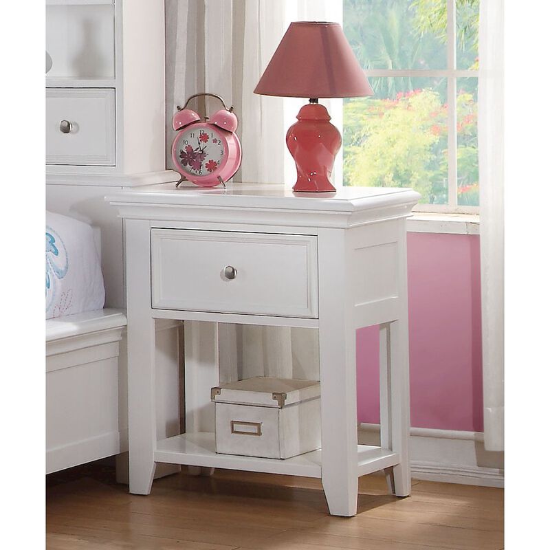 Simple Relax Nightstand with 1 Drawer and Shelf in White image number 1