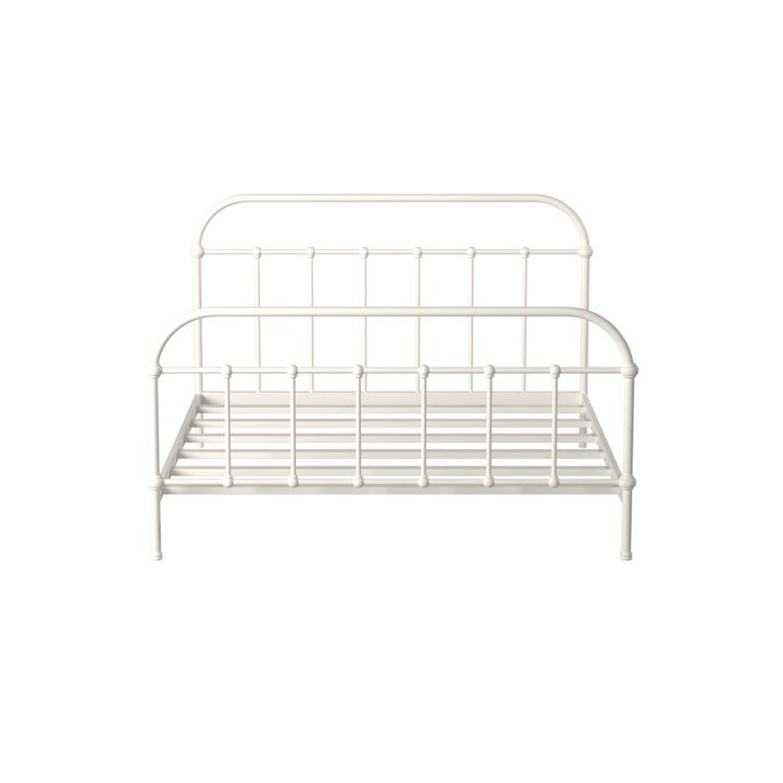 Powder Coated Metal Eastern King Platform Bed, White - Benzara
