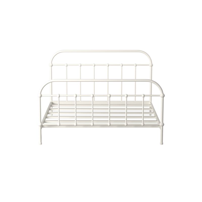 Powder Coated Metal Eastern King Platform Bed, White - Benzara