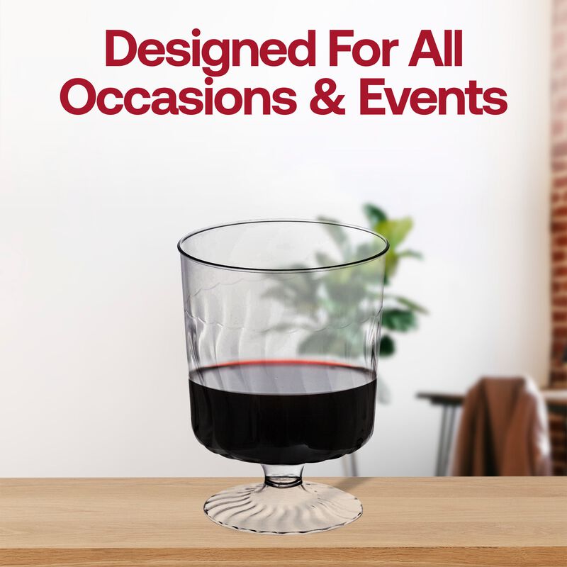 8 oz. Clear Plastic Pedestal Wine Glasses (240 Glasses) image number 6