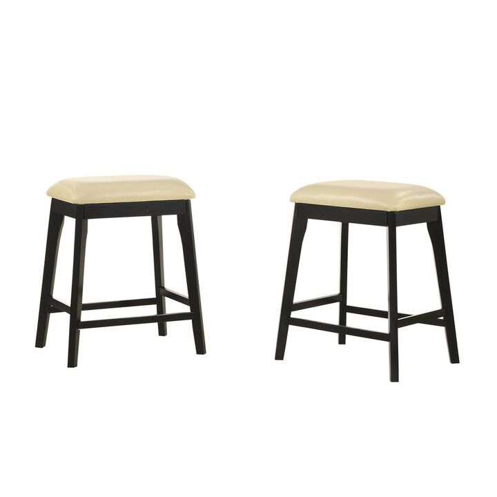 Carolina Living Mirabelle 25 Upholstered Counter Stool - Set of 2 - Cream/Espresso