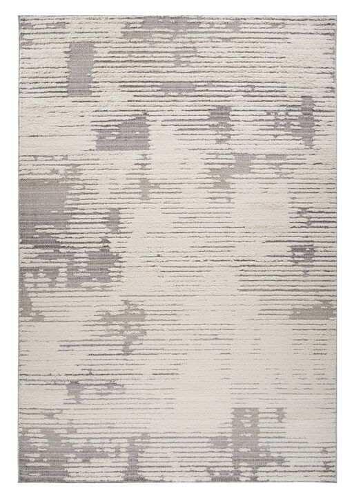 HomeRoots 4' X 6' Gray and Cream Abstract Distressed Area Rug