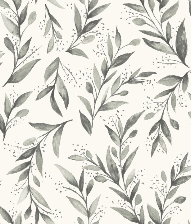 Magnolia Home Olive Branch Charcoal Peel & Stick Wallpaper
