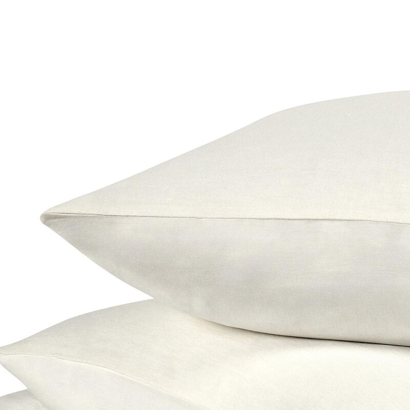 Paula 3 Piece King Duvet Set, Ivory Soft Stone Washed Hemp, Cotton - Benzara