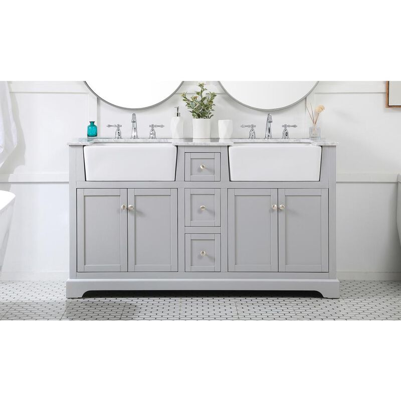 Elegant Kitchen and Bath 60 inch double bathroom vanity in grey