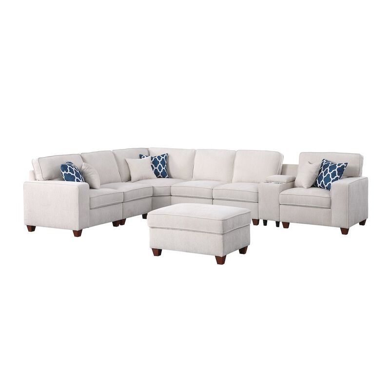 Devion Furniture 7-Piece Upholstered Modern Chenille Sectional image number 0