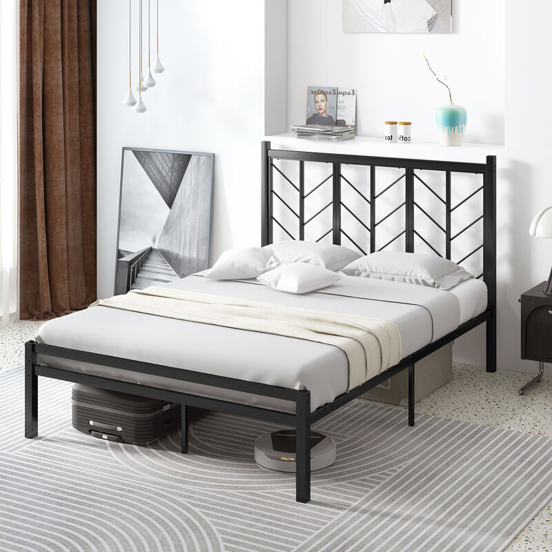 Metal Frame Platform Bed with Headboard, Sturdy and Stylish Design for Maximum Support and Comfort