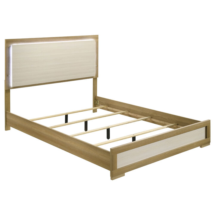 Hyle 5pc Queen Bedroom Set, Natural Brown and White Finish, Dressers