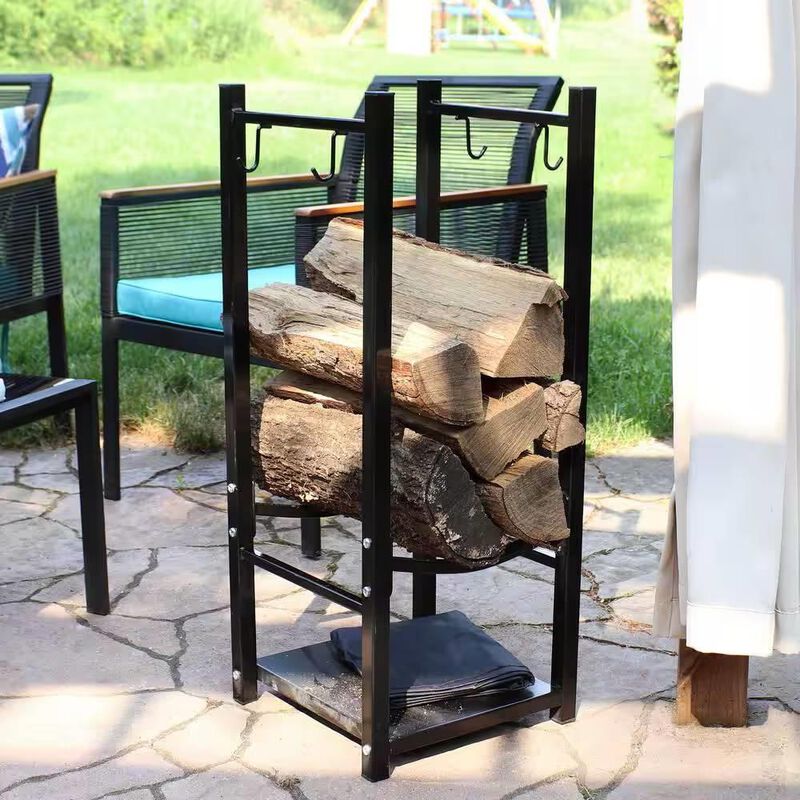 Hivvago Black Indoor/Outdoor 32-inch Firewood Log Rack