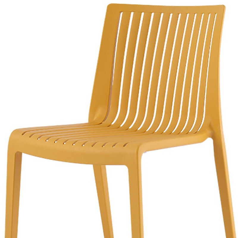 HomeRoots Set of Two Gold Heavy Duty Plastic Outdoor Stacking Accent Chairs image number 3