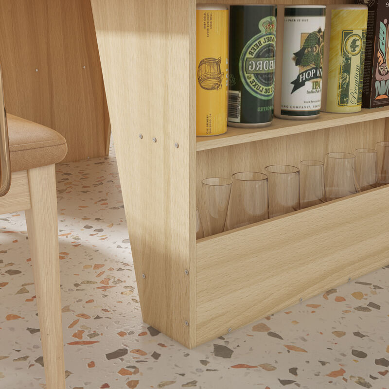 FUFU&GAGA Modern Wood Grain Dining Table with Storage Shelf, 2-Meter Length (78.7" W x 39.4" D x 29.6" H), Wood Grain