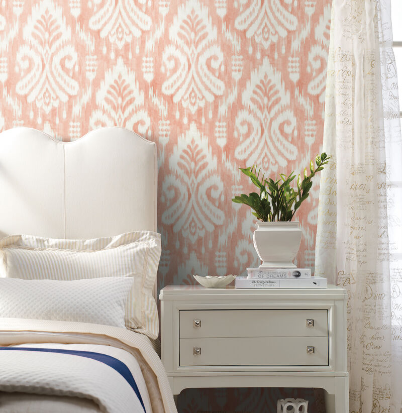 Hawthorne Ikat Coral Wallpaper image number 1