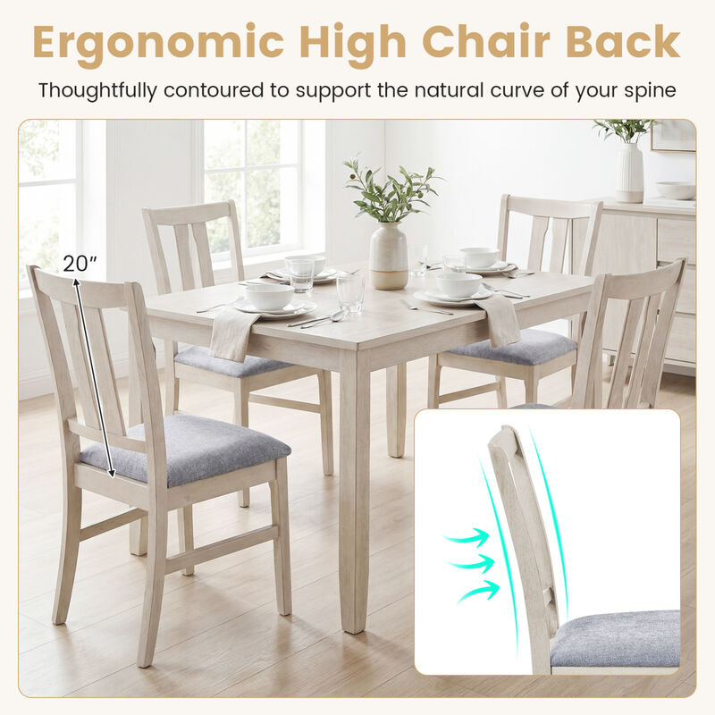 Set of 4 Modern Wooden Dining Chairs with Sherpa Upholstered Seats image number 4
