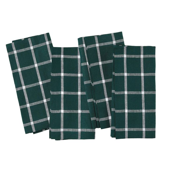 Linen Dinner Napkins - Windowpane