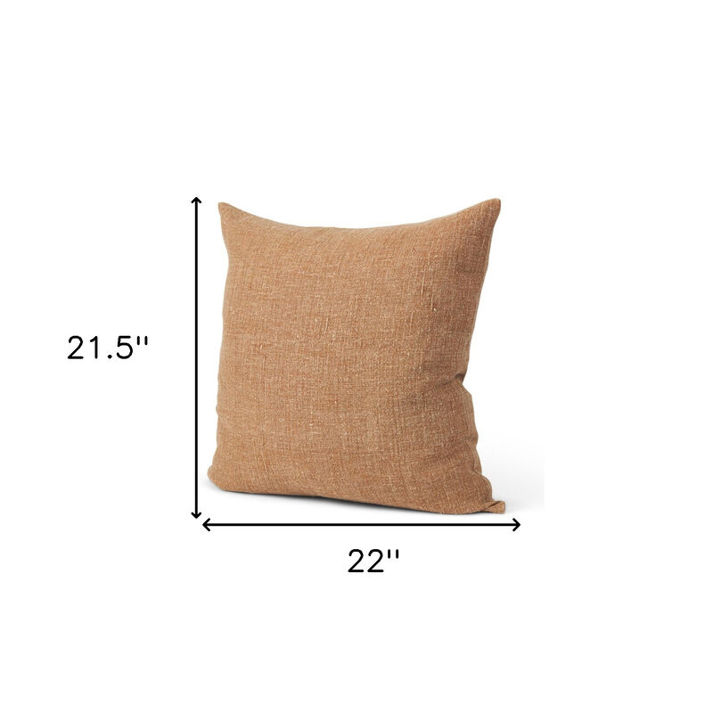 HomeRoots 22" Rust Linen Throw Pillow Cover with Texture image number 3