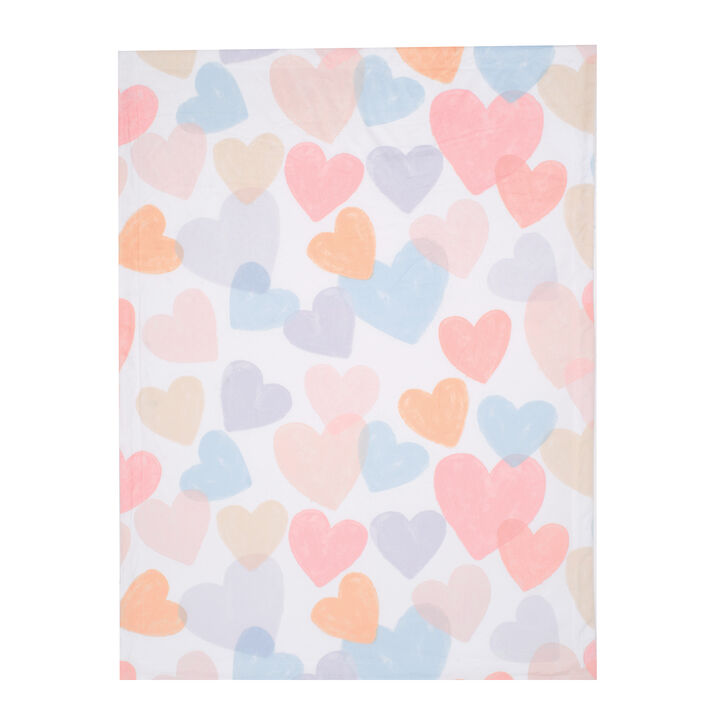 Bedtime Originals Rainbow Hearts White/Pink/Purple Soft Fleece Baby Blanket