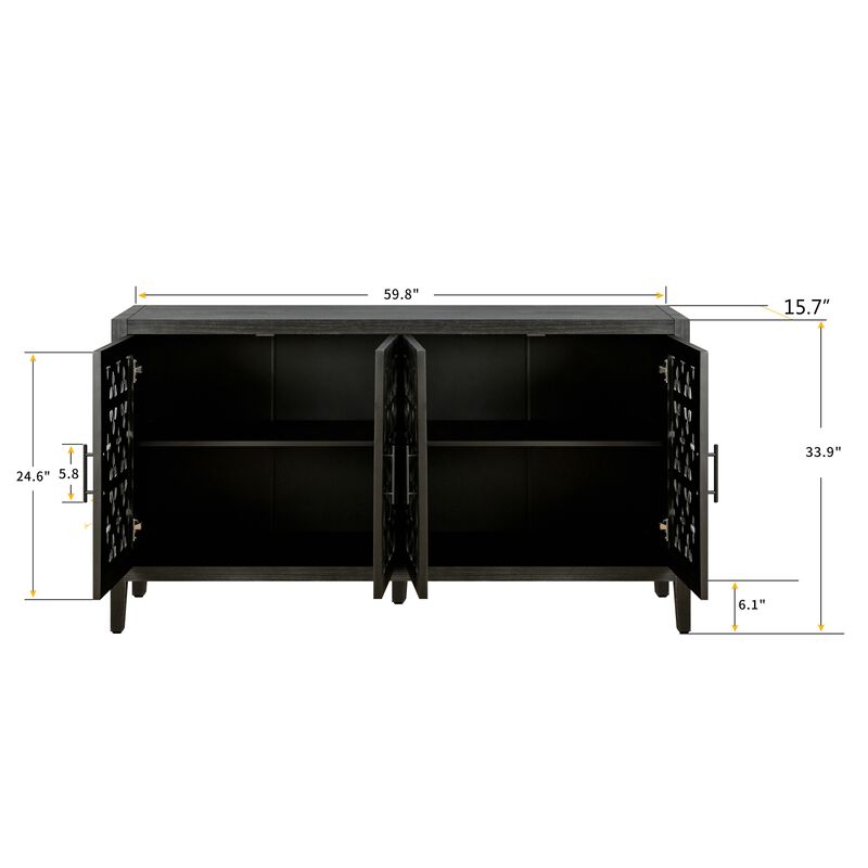 Nasbit Rustic Farmhouse Sideboard Storage Cabinet image number 9