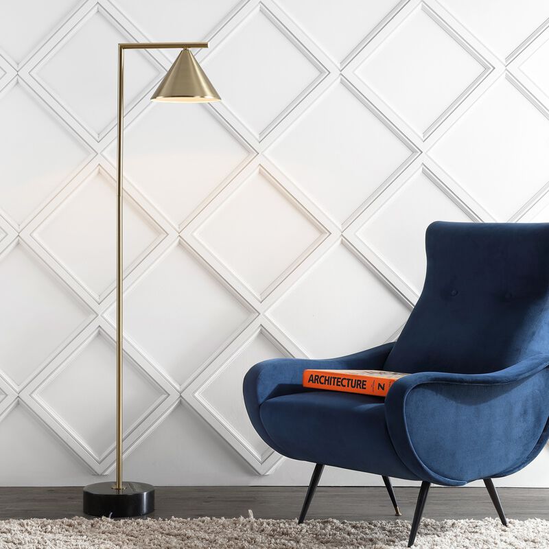 Chelsea Metal/Marble Cone Shade LED Floor Lamp