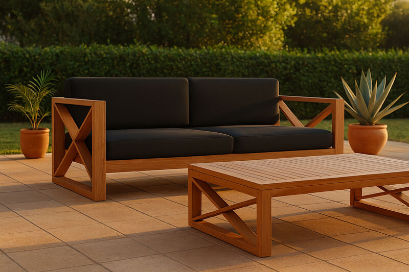 Meridian Furniture Anguilla Black Water Resistant Fabric Outdoor Sofa