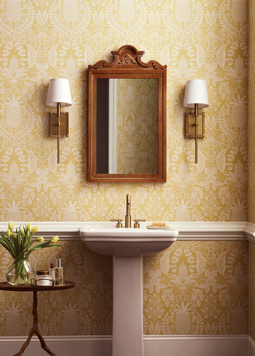 Pineapple Damask Yellow Wallpaper
