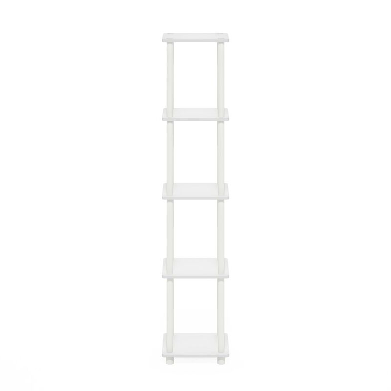 Turn-N-Tube 5-Tier Corner Square Rack Display Shelf, White/White