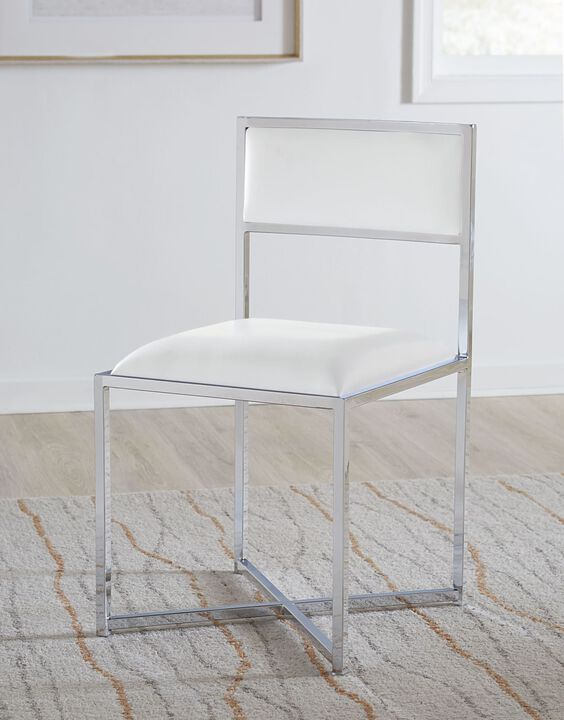 Amalfi X-Base Chair in White Leather - Set of 2