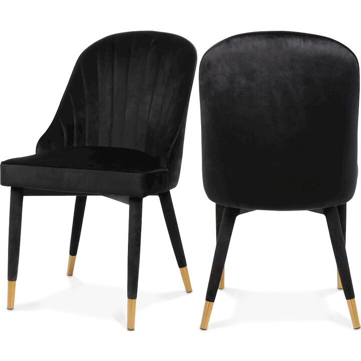 Meridian Furniture Belle Black Velvet Dining Chair, Set of 2