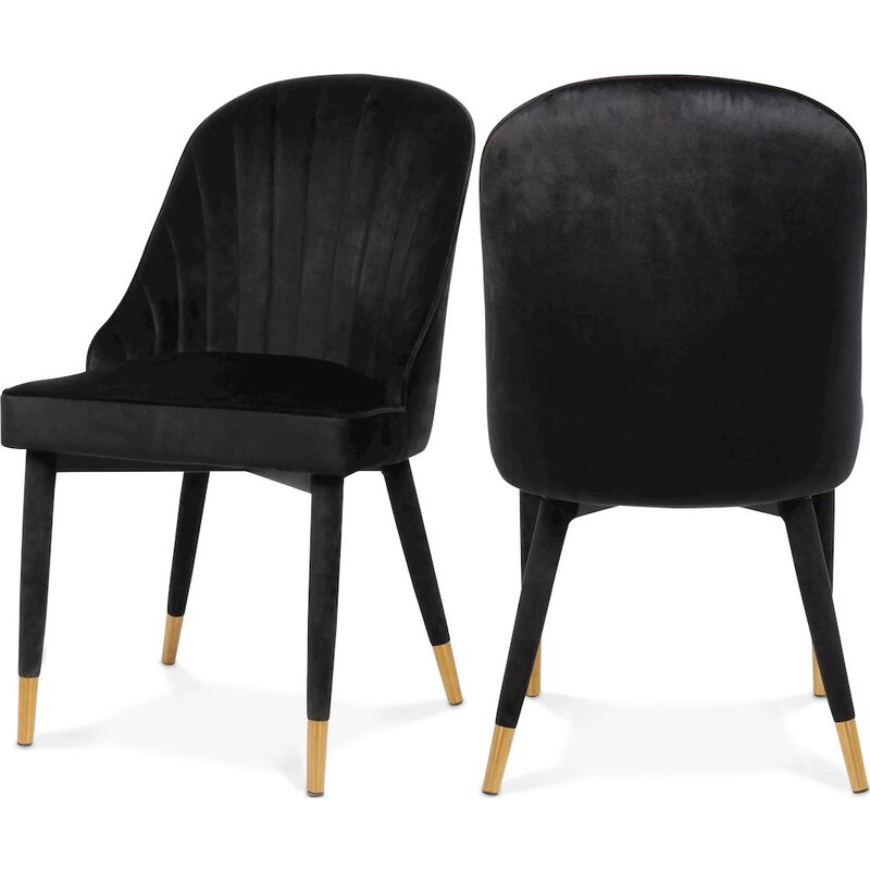 Meridian Furniture Belle Black Velvet Dining Chair, Set of 2